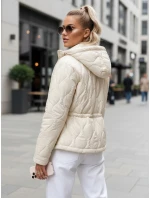 Dámská prošívaná bunda s kapucí ecru FashionStreet TY5533 Dámská prošívaná bunda s kapucí ecru FashionStreet TY5533