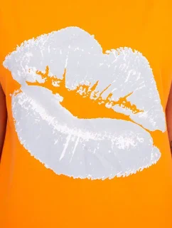 Halenka s potiskem rtů oranžová