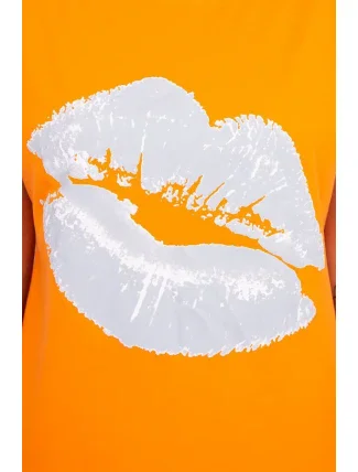 Halenka s potiskem rtů oranžová Halenka s potiskem rtů oranžová