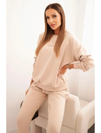 Dámský bavlněný komplet s potiskem Minimal béžový