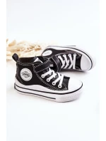 Dětské kožené tenisky na suchý zip Černá Bruni