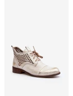 Zazoo 2878 Nízké Kozačky Kožené Dámské Stříbrné