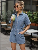 Dámský krátký džínový overal se šňůrkou v pase FashionStreet EY2639