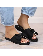 Dámské ploché žabky s mašlí černé eVento 5479