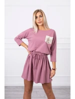 Šaty s flitrovou kapsou tmavě růžové