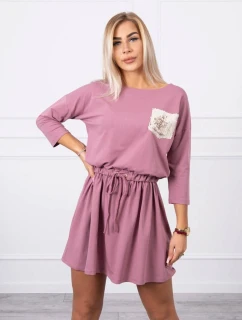 Šaty s flitrovou kapsou tmavě růžové