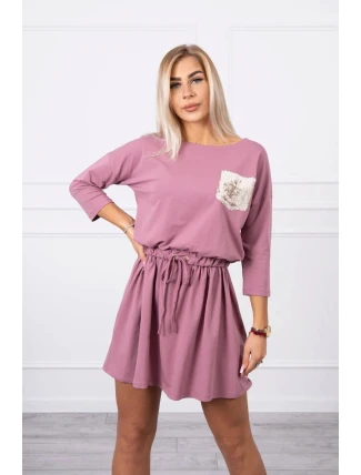 Šaty s flitrovou kapsou tmavě růžové