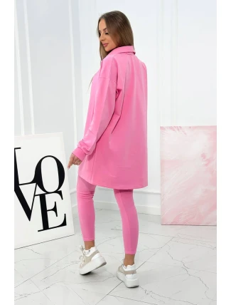 3dílný set halenka, top a legíny světle růžová