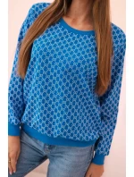 Dámská mikina s potiskem a kulatým výstřihem chrpově modrá