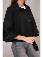 Dámská jarní bavlněná bunda zapínaná na knoflíky s límcem černá