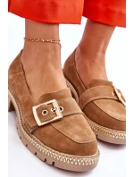 Módní semišové mokasíny tmavě béžové Eloisa