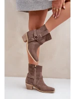 Botky Z Přírodní Semiše Na Podpatku Hnědé Zazoo 3444/2