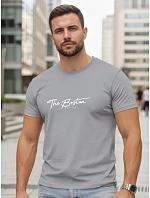 Pánské bavlněné tričko s potiskem „The Boston“, šedé, FashionStreet NX5129R