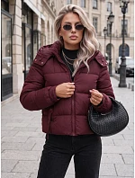 Dámská zimní prošívaná bunda s kapucí, bordová, FashionStreet TY5749 Dámská zimní prošívaná bunda s kapucí, bordová, FashionStreet TY5749