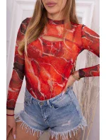 Tělová halenka mramorový vzor červená