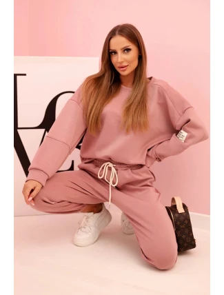 Komplet teplákové + kalhoty máslová látka tmavě růžová Komplet teplákové + kalhoty máslová látka tmavě růžová