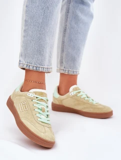 Semišové Sportovní Boty Tenisky Dámské D.Franklin Limetkové DFSH387005