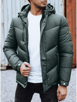Pánská zimní bunda s odepínací kapucí zelená FashionStreet TX4832 Pánská zimní bunda s odepínací kapucí zelená FashionStreet TX4832