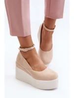 Dámské espadrilky na klínové podrážce světle béžové Malla