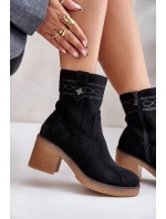 Zateplené dámské boty na podpatku černé Vailia