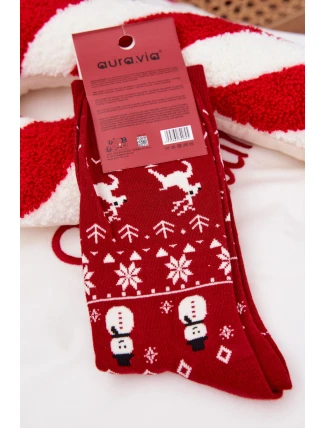 Pánské vánoční ponožky Medvěd v svetru červené