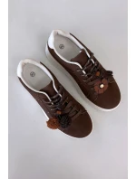 Dámské tenisky na platformě s ozdobnými pompony čokoládové Corinna