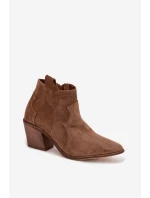 Kovbojky z pravé semišové kůže Zazoo 3153 Khaki