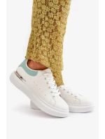 Nízké Dámské Tenisky Na Platformě Z Eko Kůže Bílo-Zelené Nevelena