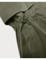 Dámská bunda v olivové barvě s ohrnutými rukávy LHD (LHD-24591)