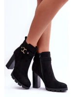 Kožené Boty Na Vysokém Podpatku Černé Liani Kožené Boty Na Vysokém Podpatku Černé Liani