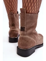 Pohodlné semišové zateplené boty světle hnědé Lemar Revin