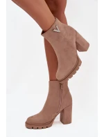 Dámské kotníkové boty s izolací na klínku s ozdobným detailem béžové Briella