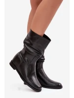 Kožené Dámské Kotníkové Boty S Vráskou Vyteplené Maciejka K7211 02 Černé