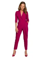 S316 Overal se šálovým límcem - švestka S316 Overal se šálovým límcem - švestka