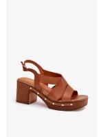 Sandály na podpatku 1081 Hnědé - Step in style