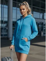 Dámská dlouhá mikina s kapucí oversize TIMMY modrá FashionStreet EY1937