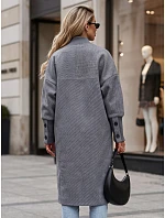 Dlouhý dámský kabát s knoflíky, modrý, FashionStreet NY0776 Dlouhý dámský kabát s knoflíky, modrý, FashionStreet NY0776