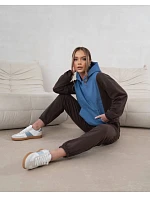 Dámská dvoubarevná tepláková souprava v čokoládově modré barvě (554)