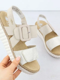 Dámské sandály na podpatku béžové Rieker 69260-60