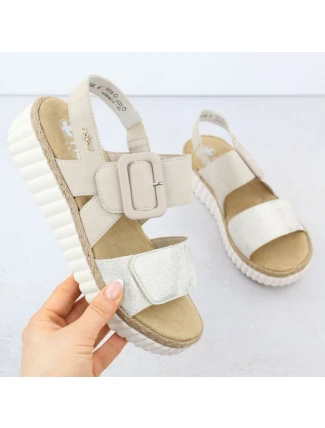 Dámské sandály na podpatku béžové Rieker 69260-60 Dámské sandály na podpatku béžové Rieker 69260-60