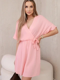 Mušelínové šaty s pasem meruňka