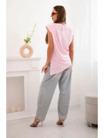 Elegantní dámská halenka s volánky a asymetrickým střihem Candy růžová