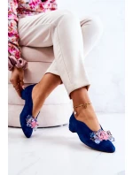 Elegantní Semišové Boty S Dekorací námořnická modrá McQueen