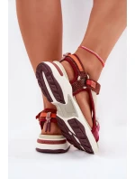 Dámské sandály na suchý zip D.Franklin DFSH406003 bordové