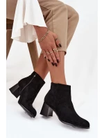 Dámské kotníkové boty na podpatku Eko semiš Černé Marilou