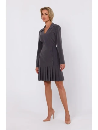M752 Šaty se skládaným spodním lemem - tmavě šedé M752 Šaty se skládaným spodním lemem - tmavě šedé