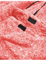 Červená melanžová plyšová dámská mikina (HH008-5)