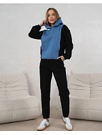 Dámská dvoubarevná tepláková souprava v modré a černé barvě (554)