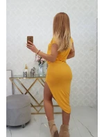 Sukienka asymetryczna musztardowa