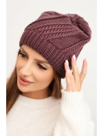 Dámská zimní čepice z vlny K441 švestková